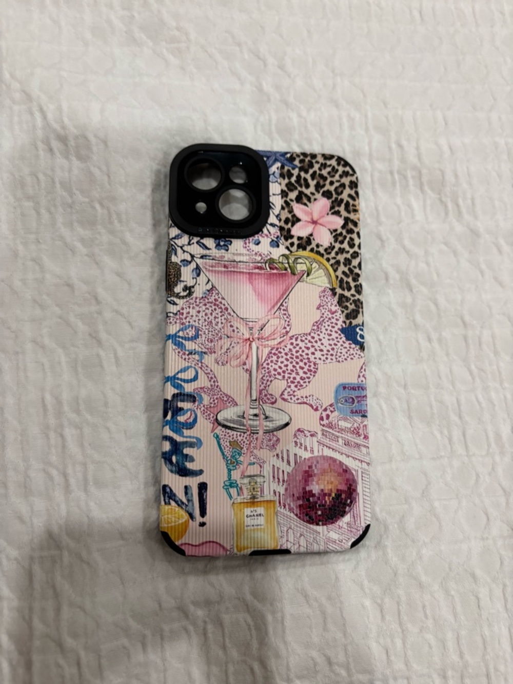 iPhone 15 plus Decorative Pink Cocktail Pattern Phone Case - Unbranded
